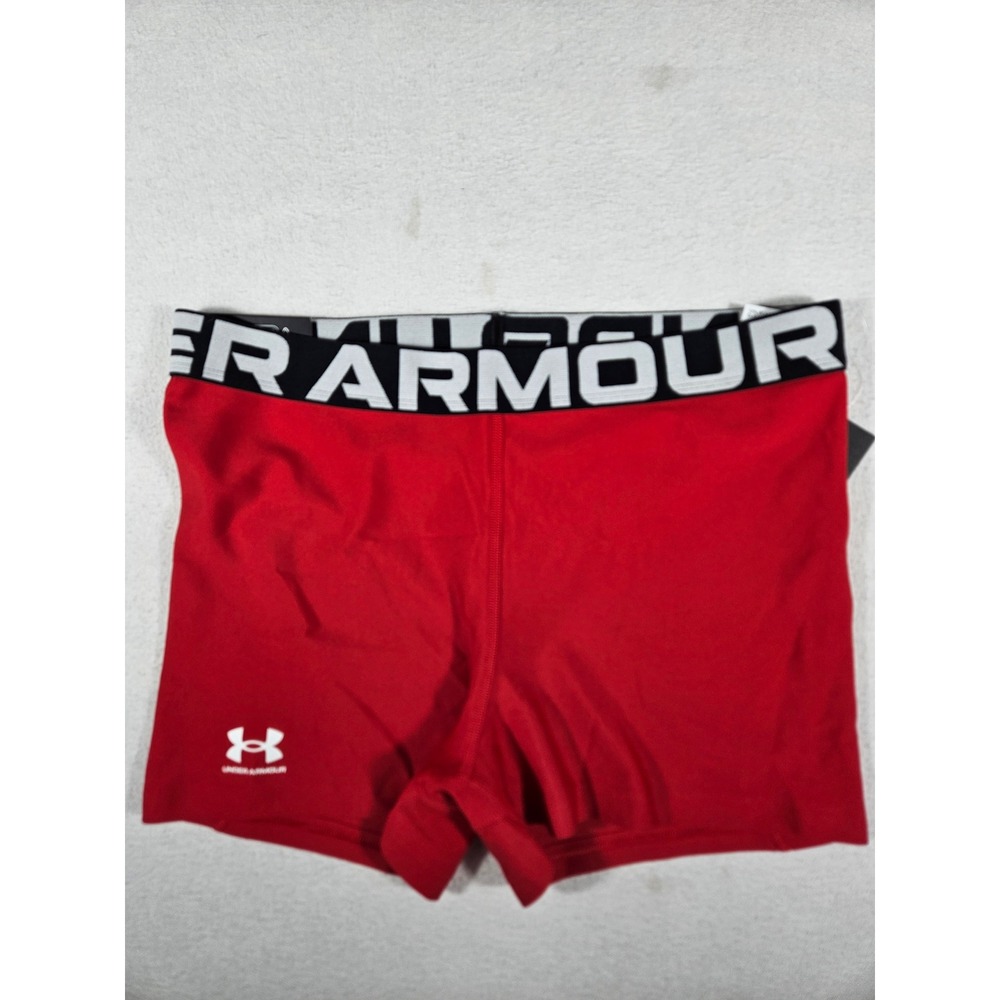 Under Armour HeatGear Authentics Shorty Red Compression Shorts 1383629 Womens L